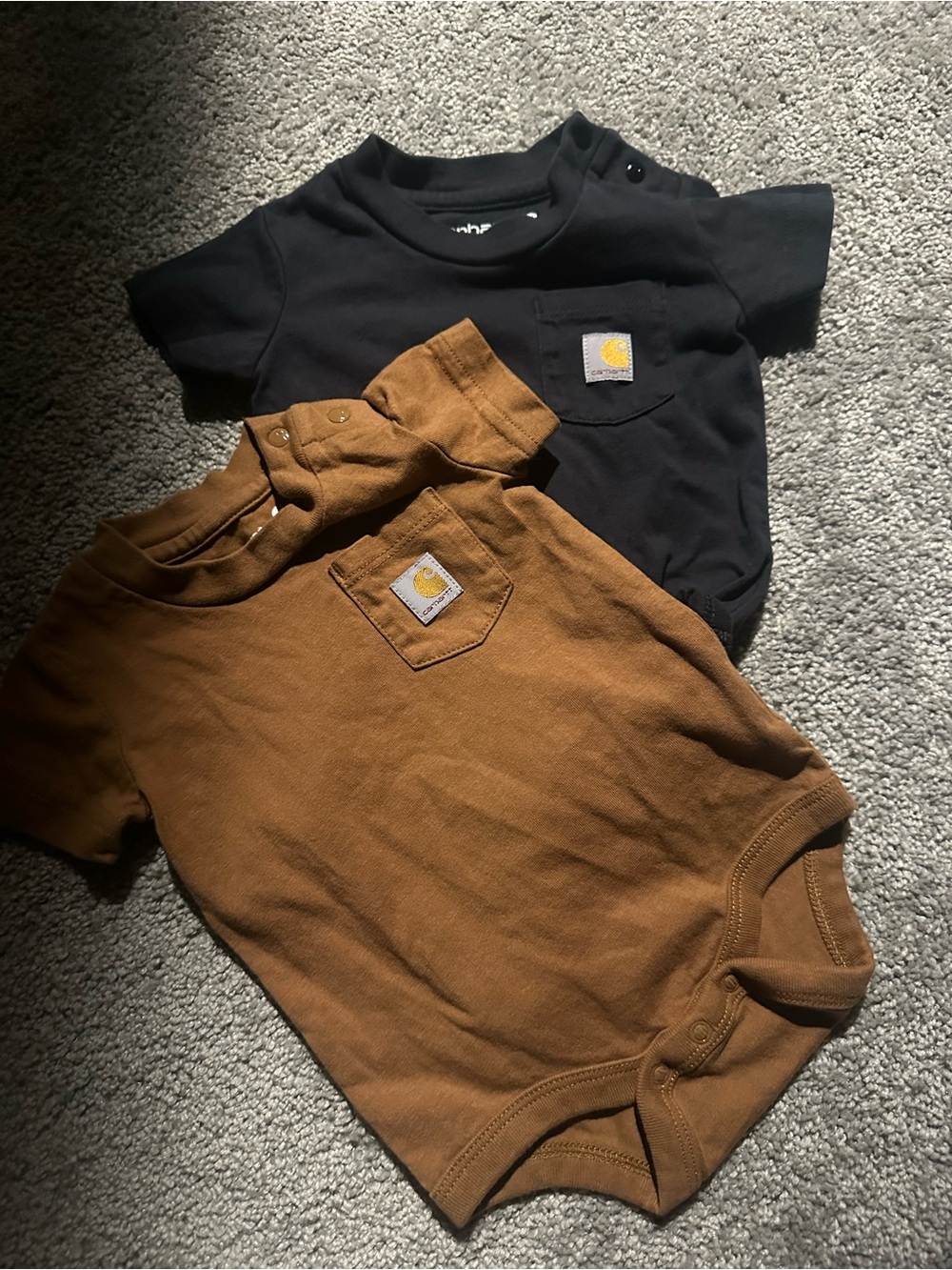 Carhartt Kids Short-Sleeve Pocket Bodysuits - Black & Brown
